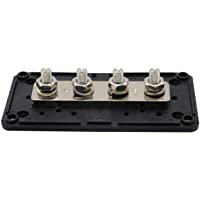 VOSAREA DC 48V 300A 4 Terminal Studs Bus Bar Distribuidor de corriente para coche barco (Negro)